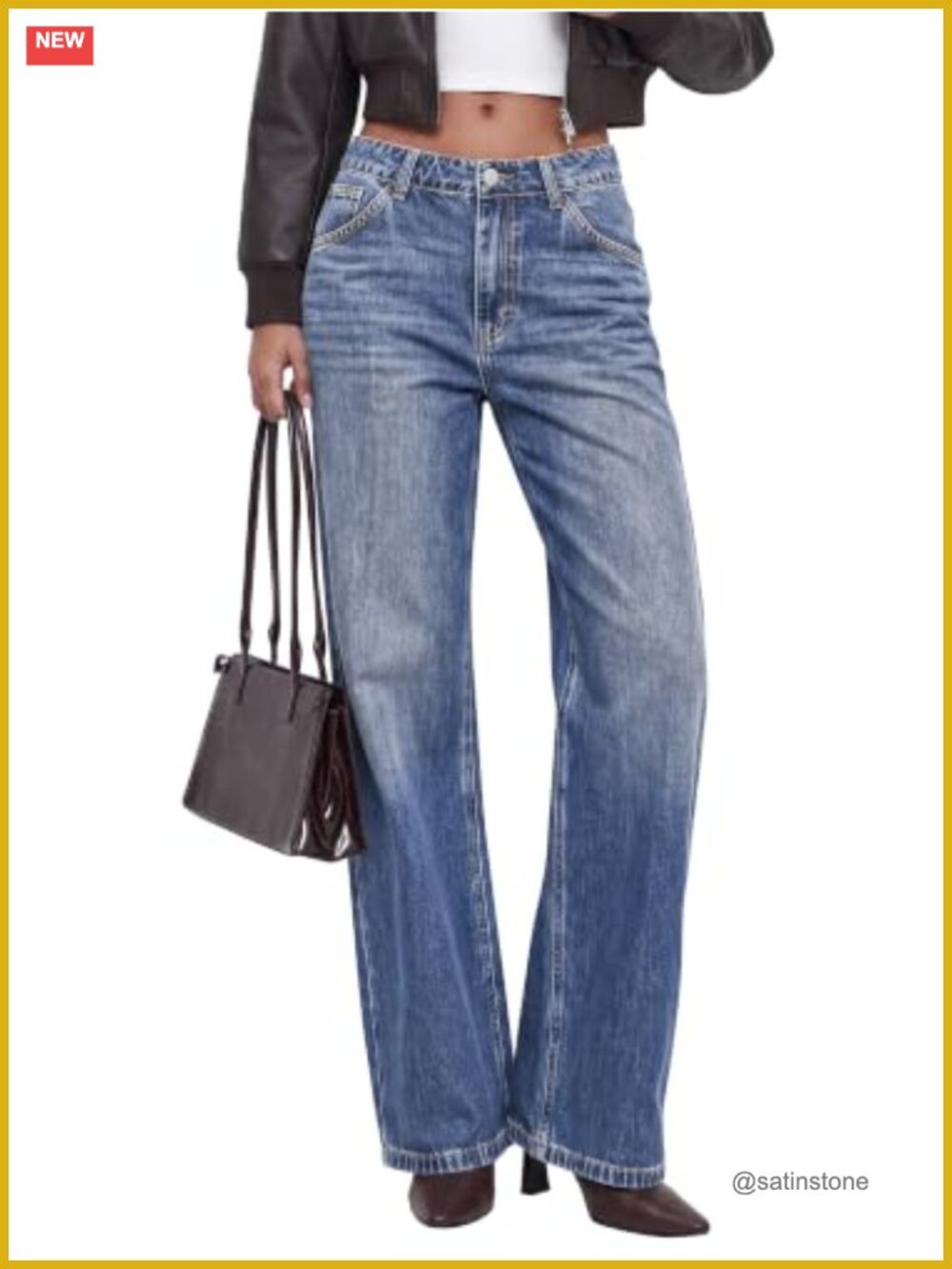 High Waisted Wide Leg Stretchy Denim Jeans Casual Work Pants
